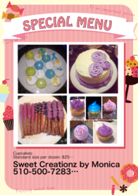 Sweet Creationz by Monica
510-500-7283
anderson91m@yahoo.com